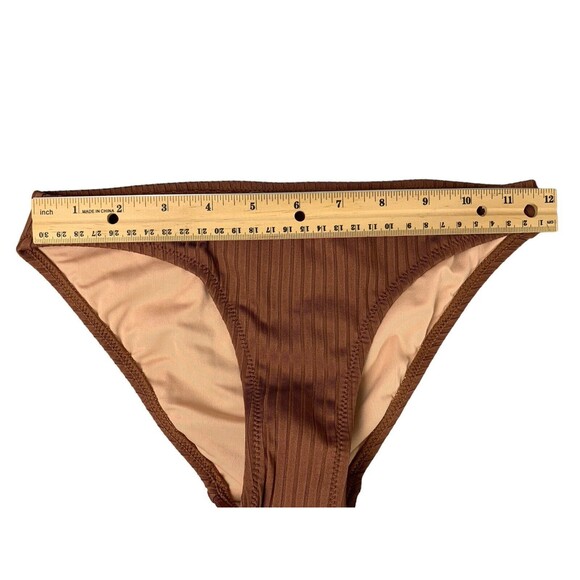 New! J.Crew Wide Rib Bikini Bottom Size XXS Hipster Full Coverage Brown BM453 - Picture 3 of 9